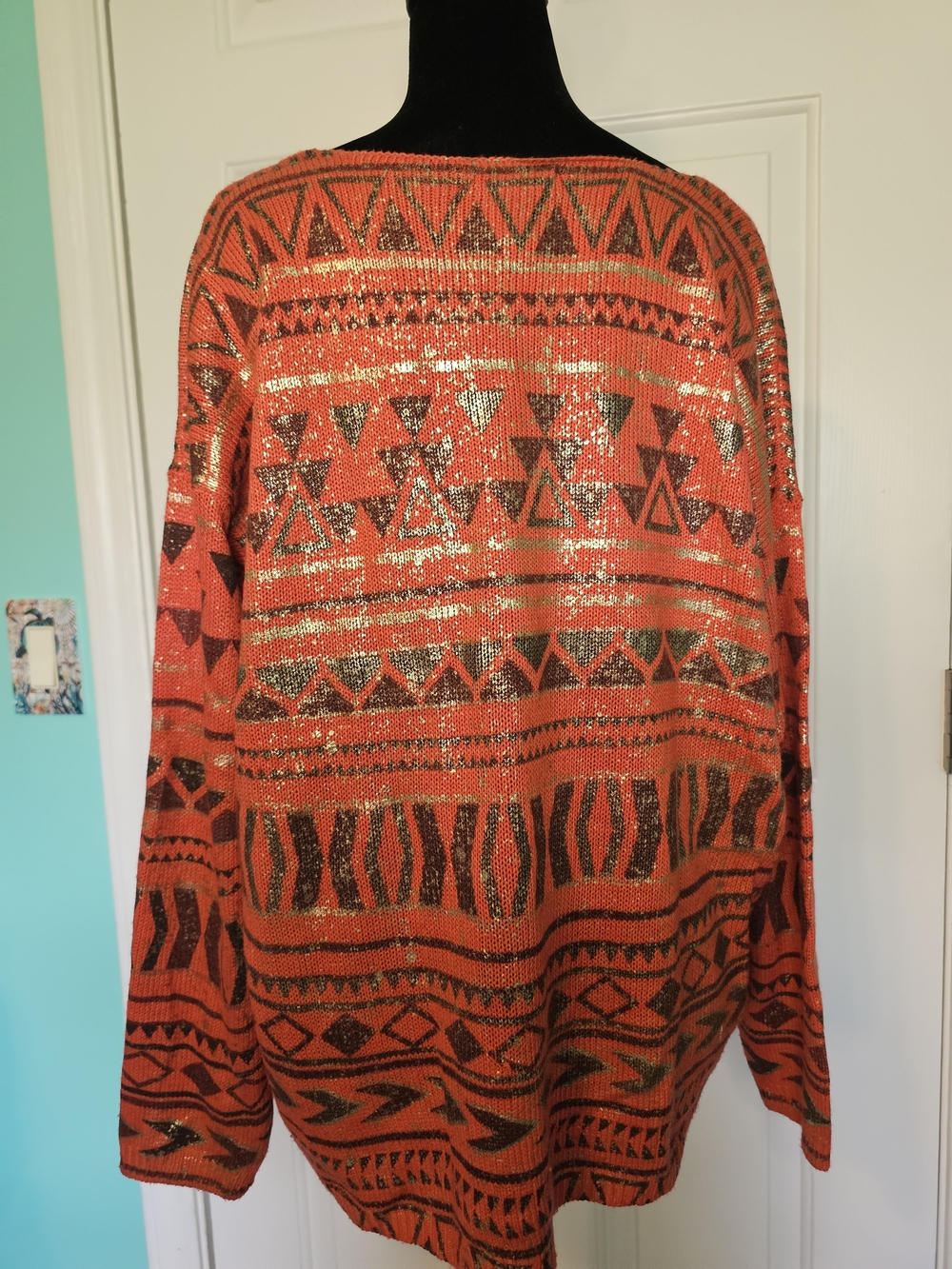 AVALIN Coral Aztec Knit Sweater Women's Size L - Picture 5 of 10